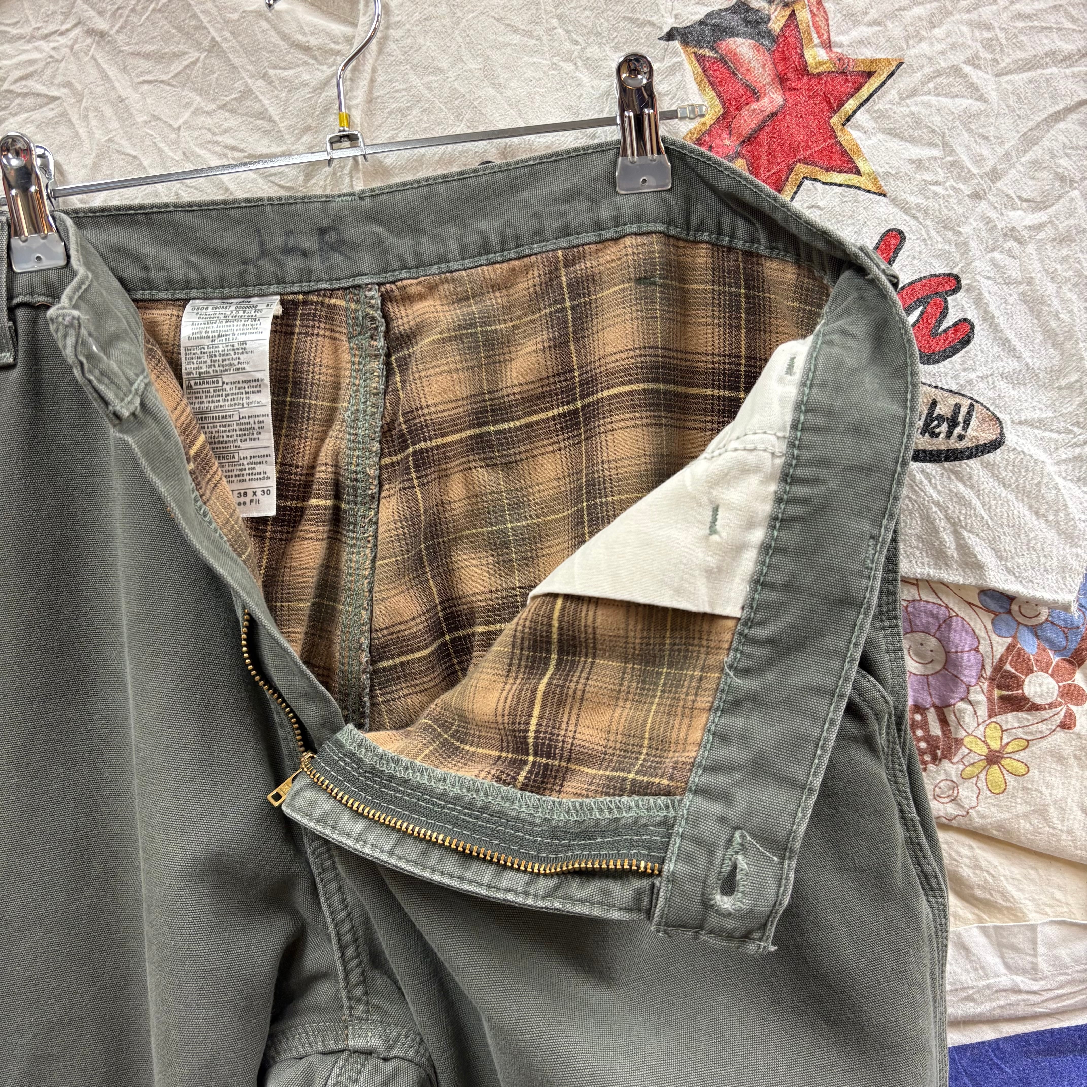 美品】carhartt ペンイターパンツ 裏地チェック w30 00s USA製