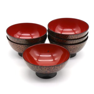 津軽塗（唐塗）バカ塗り・漆器汁椀・お椀・和食器・6客・No.210410-024・梱包サイズ80