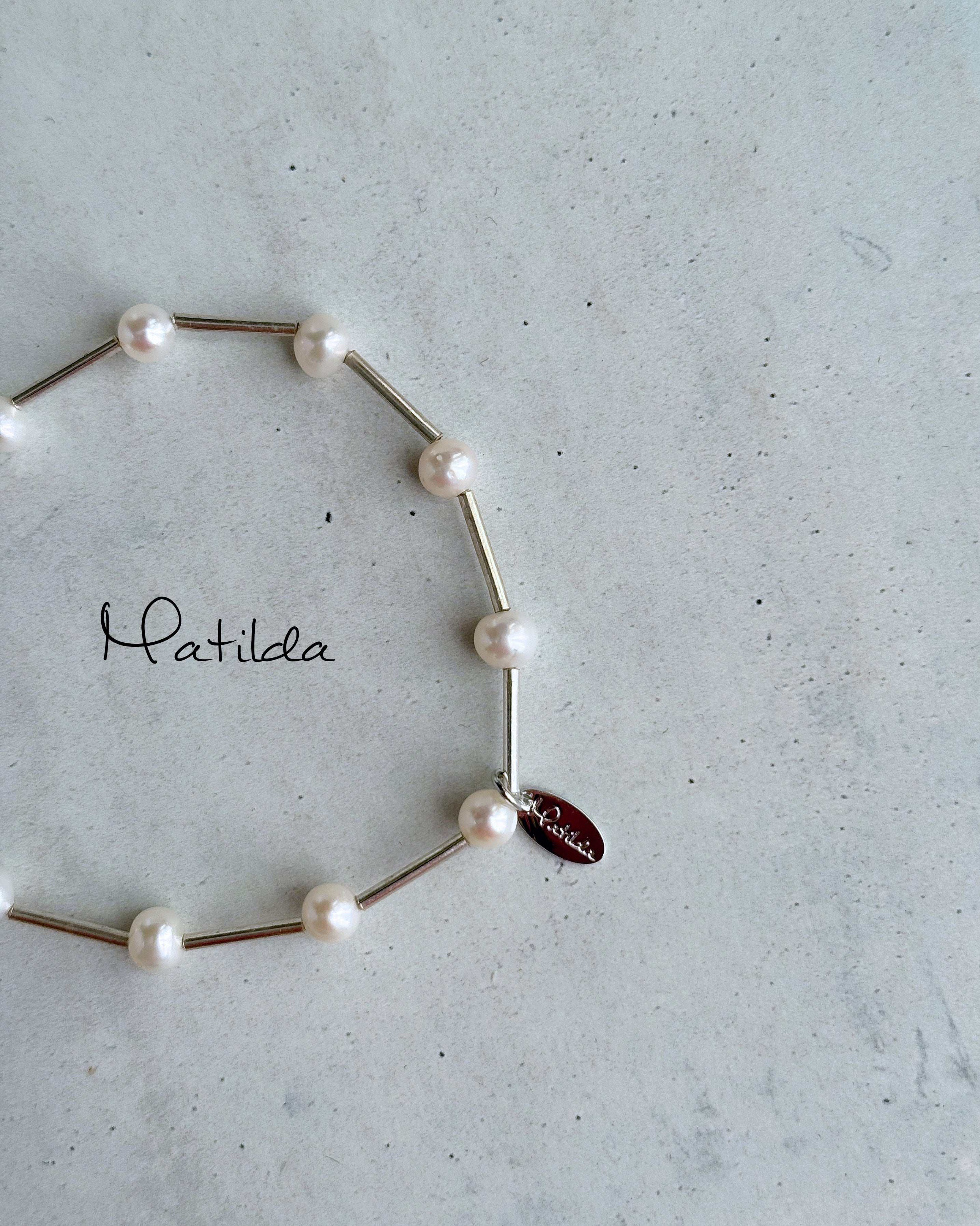 【再販】Tube & stone bracelet(淡水パールS)