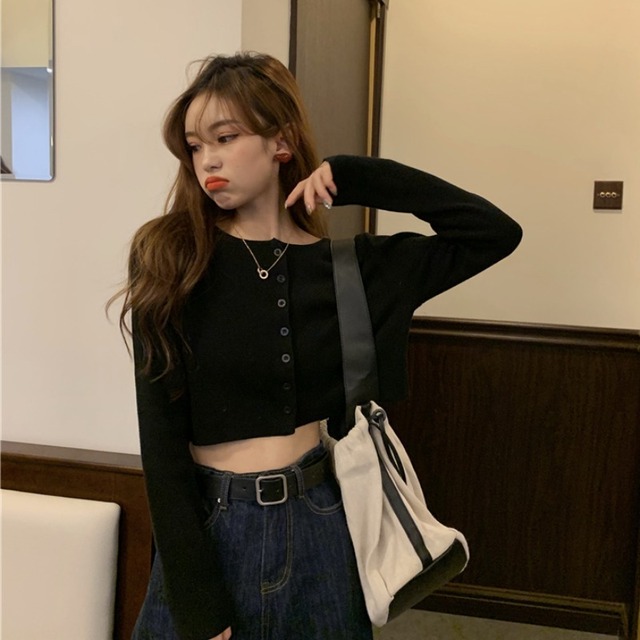 Long-Sleeve Cropped Cardigan