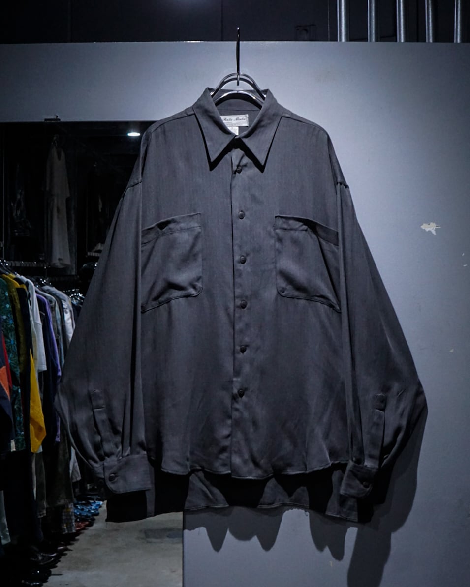 add (C) vintage】Cement Gray Vintage L/S Herringbone Silk Shirt