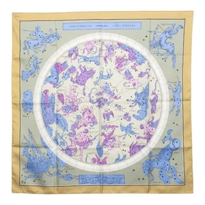 エルメス カレ90 HEMISPHERE COELI BOREALE 星座 スカーフ ベージュマルチカーラ シルク レディース HERMES 【中古】