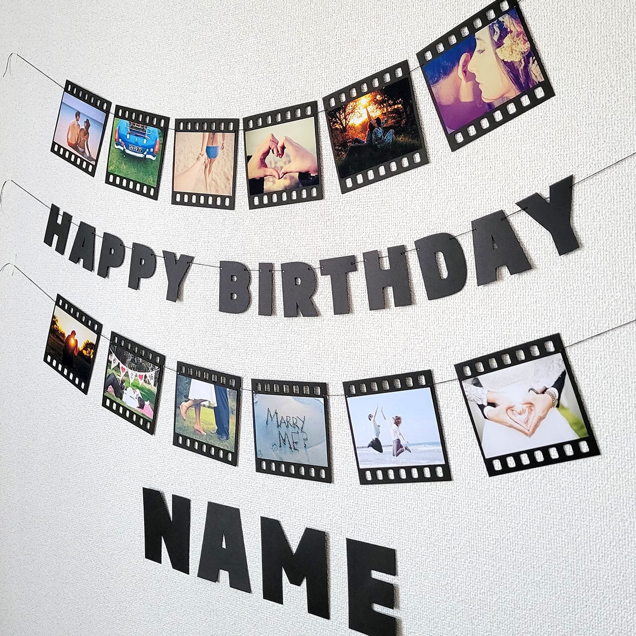 レトロ感を演出！ポジフィルム風バースデーフォトガーランドセット（L