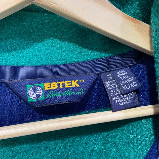 『送料無料』90s EddieBauer EBTEK ハーフジップフリース　ボーダー　XL