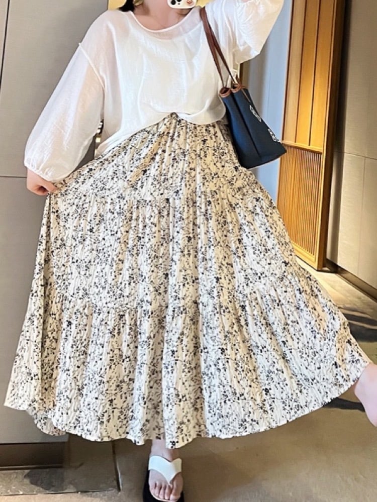 グレースコンチネンタル】シフォンプリントギャザースカート マイクロ