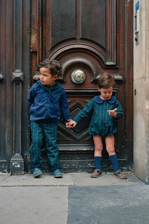 【予約/送料無料】Romper BAC - tartan green& blue / Maison Marelle