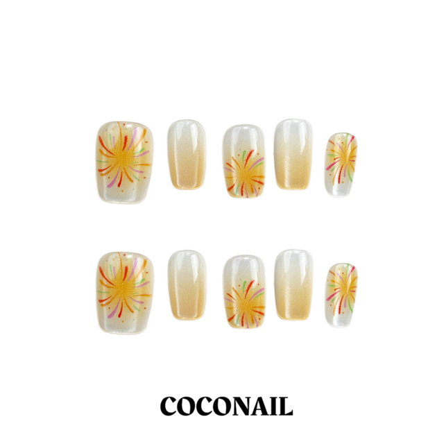 オレンジ花火と元気なマグネットネイル×グラデーション