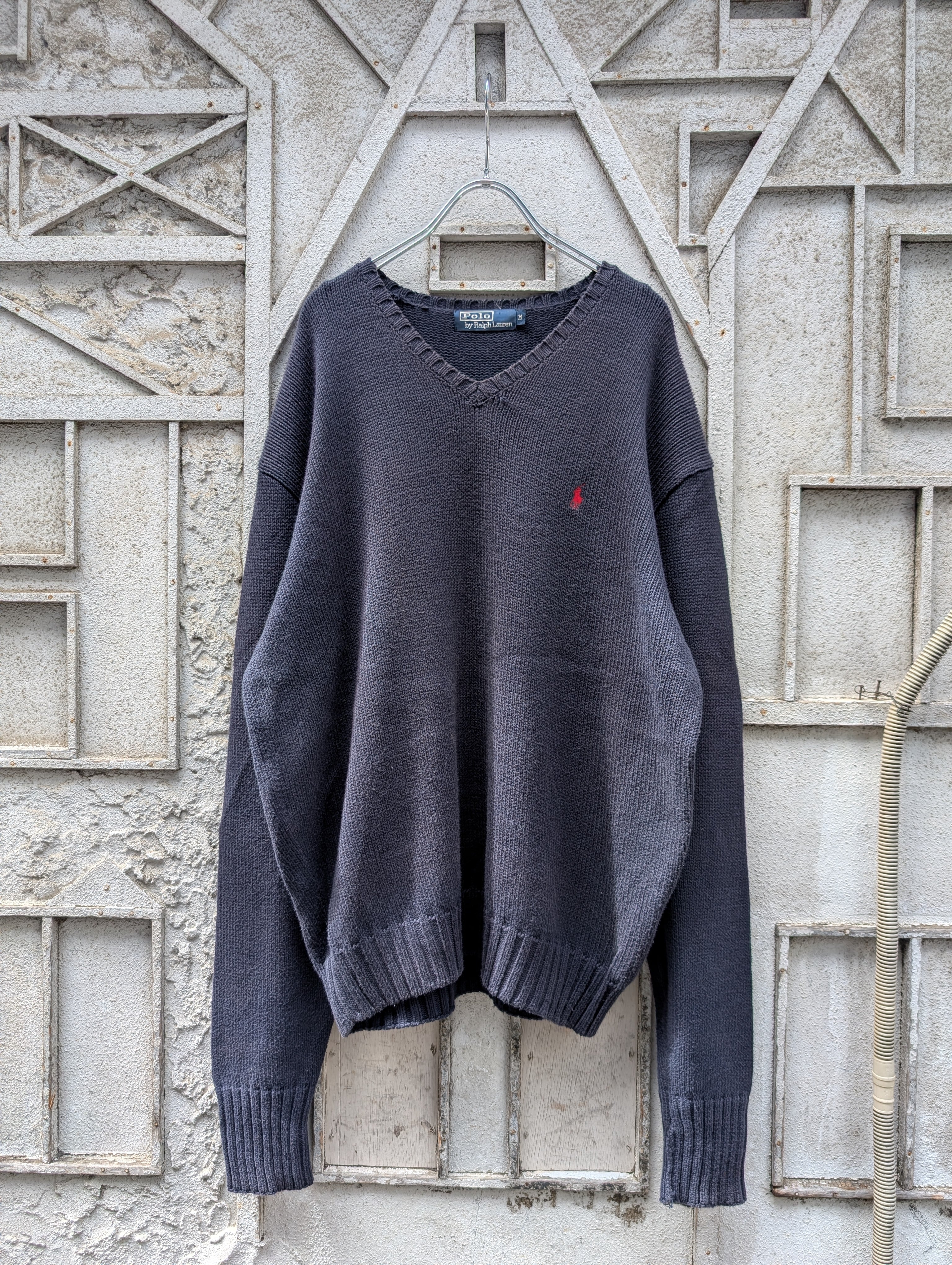 "RALPH LAUREN" v-neck cotton knit