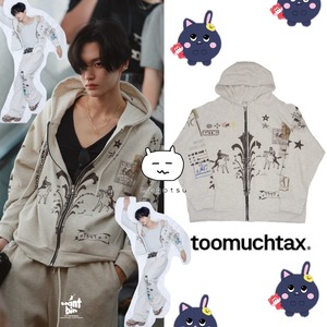 ★RIIZE ウォンビン 着用！！【toomuchtax】PRINTED WAFFLE ZIP-UP HOODIE (IVORY)