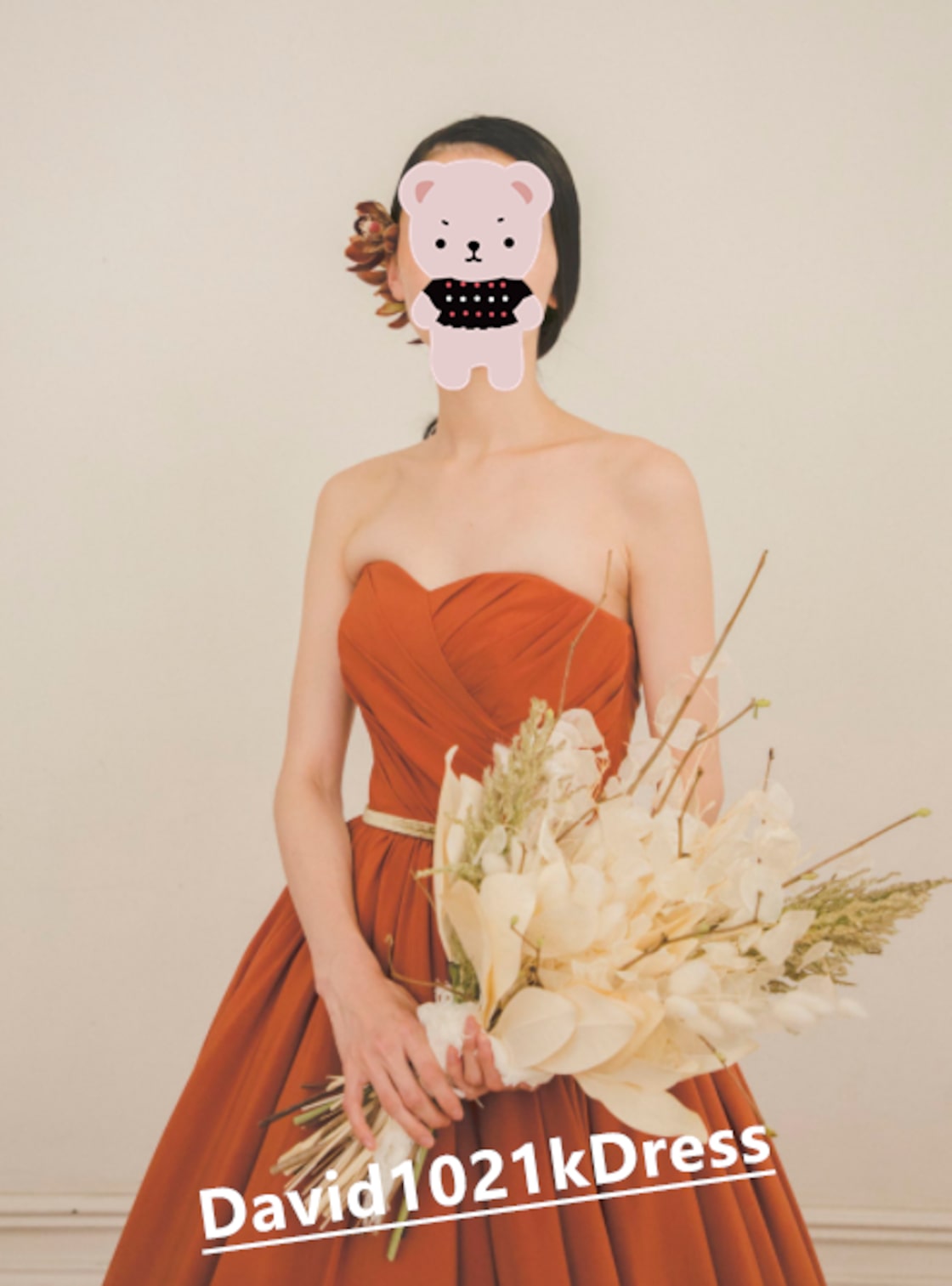 カラードレス 高品質！ トレンドの テラコッタ色 ベアトップ 前撮り  