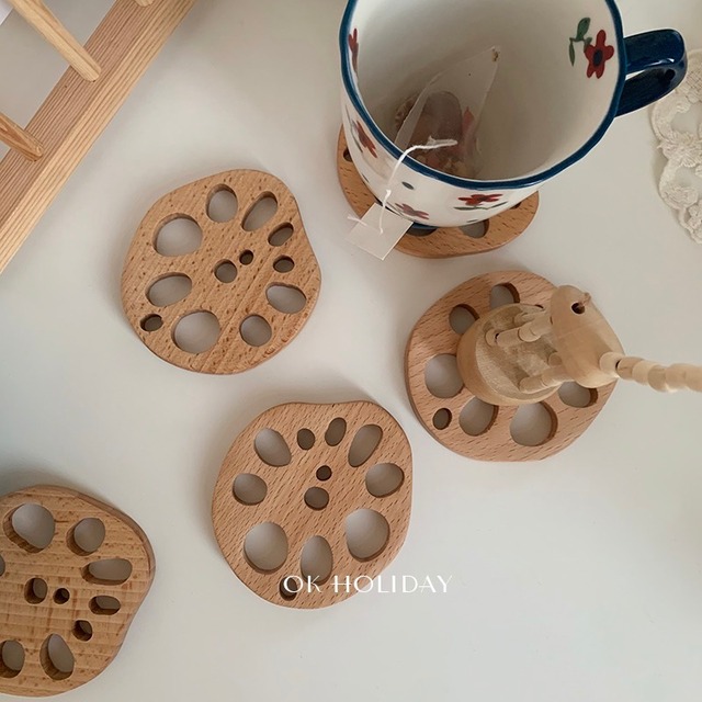 特価 木製 レンコン コースター 可愛い おしゃれ 人気 雑貨 Dyh海外子供用品