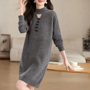 ミニワンピース リボン付き ニット ワンピース 長袖 レディース 春秋冬 韓国 きれいめ 大人 かわいい おしゃれ 胸開き リブニット ラメ入り フェミニン セーターワンピース 大人可愛い 大人女子