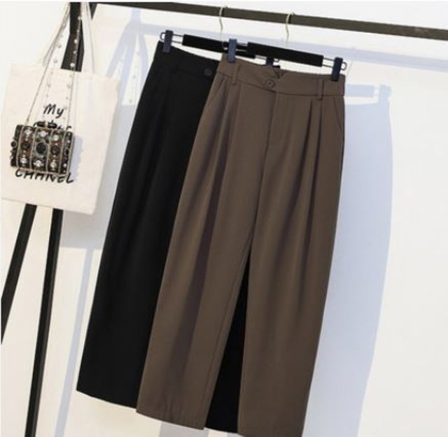 パンツ クロップドパンツ ハイウエスト シンプル 無地 大人カジュアル きれいめ 通勤 お出かけ