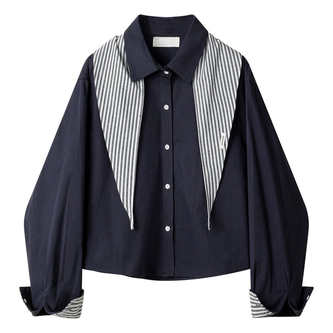 stripe scarf long sleeve shirt L0043