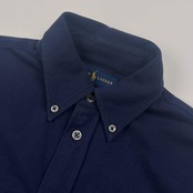 RALPH LAUREN KNIT OXFORD BD ボタンダウン 鹿の子 長袖 ポロシャツ S/ネイビー メンズ