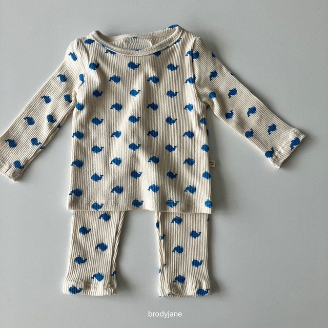 【取寄】brodyjane|blue whale long-sleeve set|ブルーホエール長袖上下セット|S-M|1-3y|26 autumn