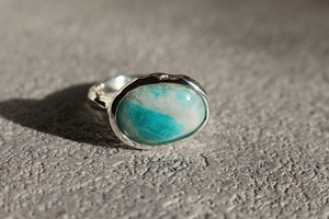 amazonite in quartz ring (アマゾナイト イン クォーツ）#16