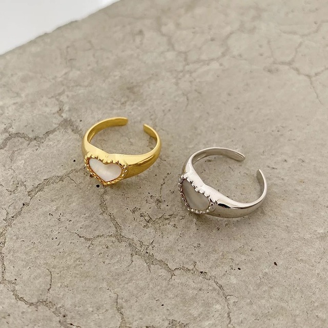 S925 Heart shell ring (R225-2)