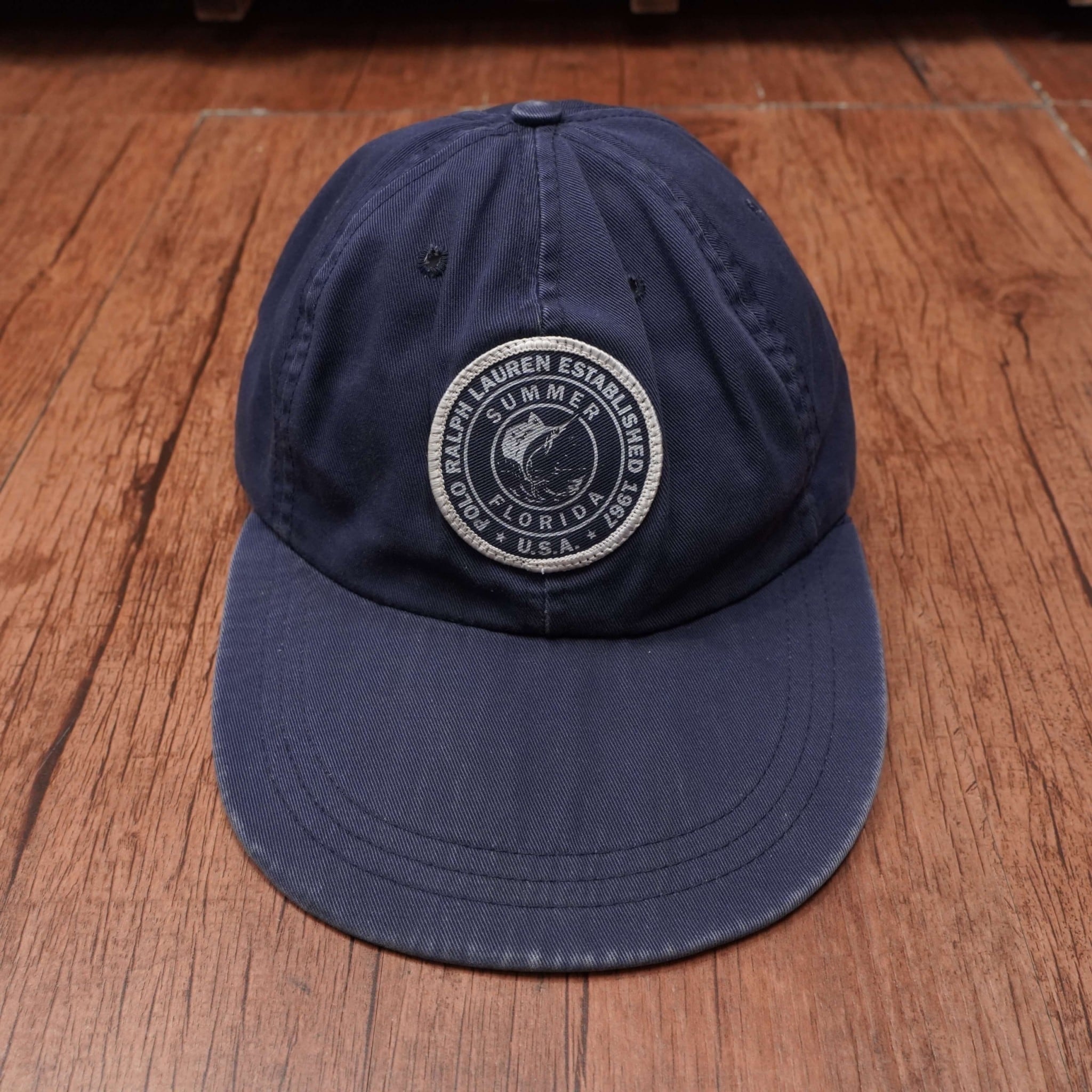 90s ラルフローレン ロングビル レザー ジェットキャップ madeinusa