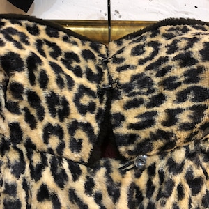 Vintage 50's boa collar leopard print coat