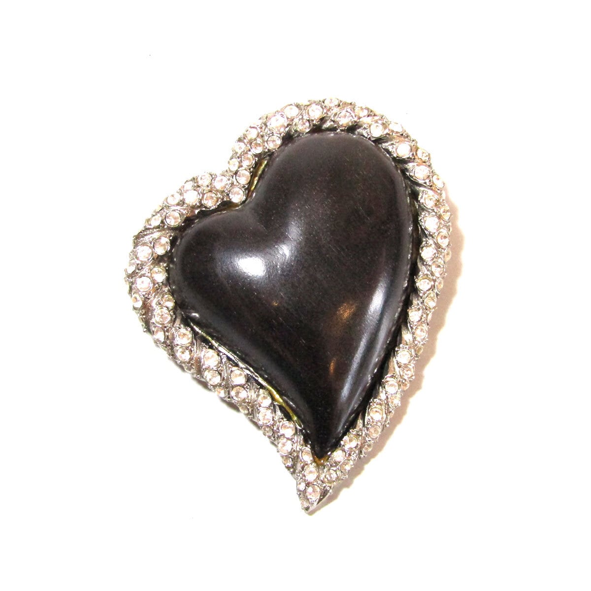 フランス発 ☆SAINT LAURENT ☆ ヴィンテージ ハート ブローチ Yves Saint Laurent Vintage heart motif pendant brooch