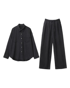 シャツワイドレッグパンツスーツ A0217