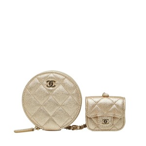 シャネル ココマーク マトラッセ コインケース AirPodsケース 2024イヤーズギフト ゴールド レザー レディース CHANEL 【中古】