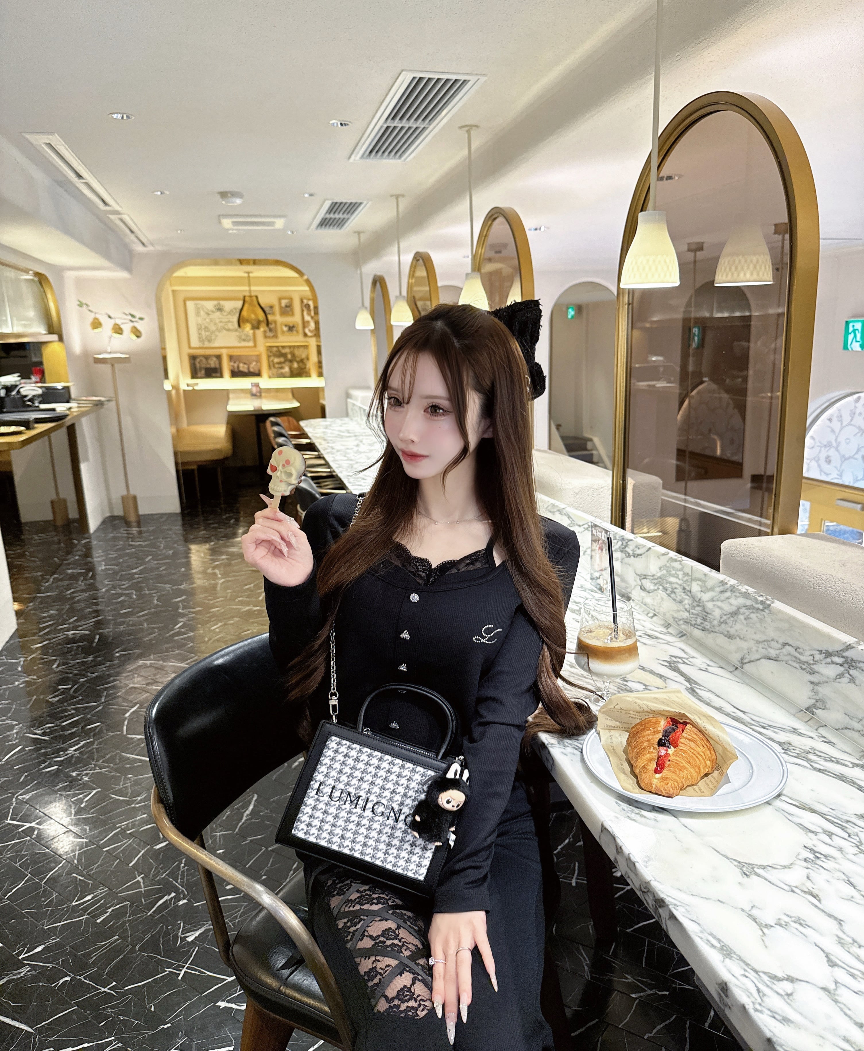 Lumignon Sugar lace ribbon set up ブラック Lumignon original ♥ Sugar lace ribbon set up【ブラック】 | Lumignon
