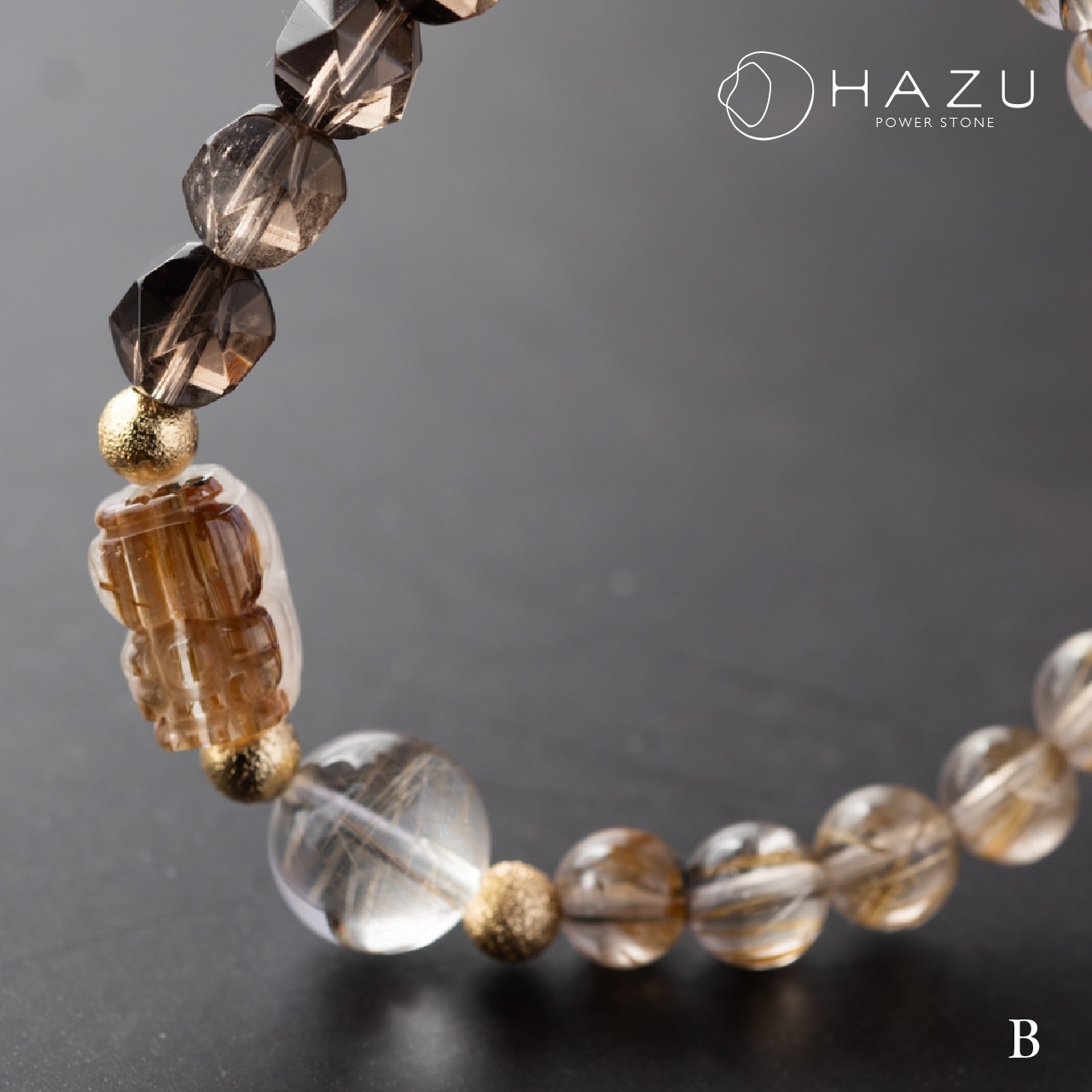 高ランク・パワフルな金銀＆ルチル貔貅［ゴールドタイチンルチル貔貅／ルチルクォーツ／シルバールチルクォーツ／スモーキークォーツ］