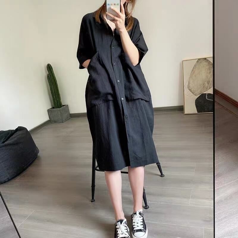 ビッグポケットシャツワンピース　　ASF-212010-1038