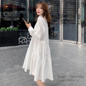 ティアード シャツ ワンピース レディース 春夏秋 きれいめ 大人 かわいい ドレス おしゃれ カジュアル フレア 長袖 大人可愛い 大人女子
