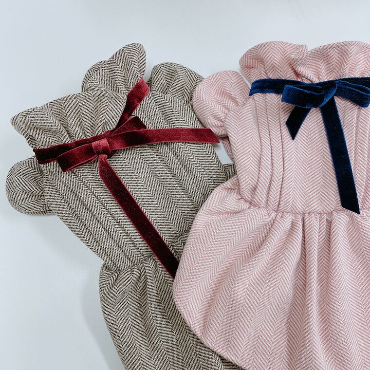 【SALE】エレガンスフリルワンピース S ~ XL /  犬服 秋冬 新作 可愛い 犬の服 ドレス お揃い ドッグウェア 小型犬 中型犬 猫 onepiece42