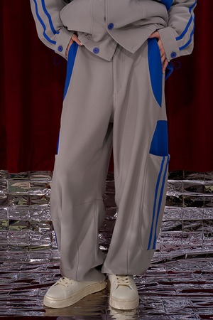 Nora Lily / ノラリリー Line Track Jersey Barrel Cargo Pants/ gry