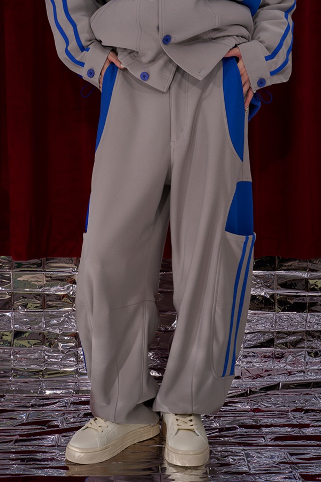 Nora Lily / ノラリリー Line Track Jersey Barrel Cargo Pants/ gry