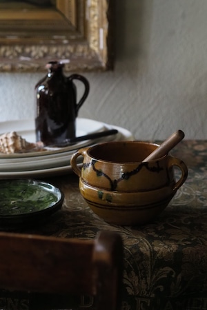 南仏の汁物うつわ-antique pottery soup pot