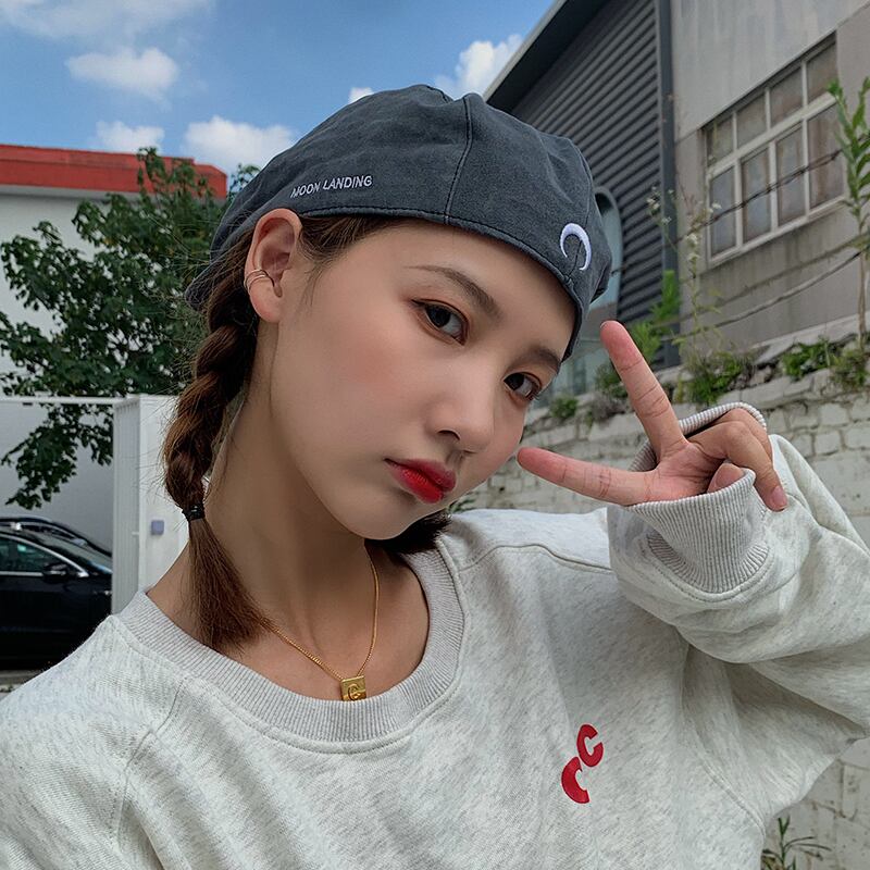 オータムウィンターサマー薄手スタンダード レトロ 帽子 夏物 秋物 冬物 ベレット ヘアアクセサリー ブラック・アイド・ピーズ45951283097