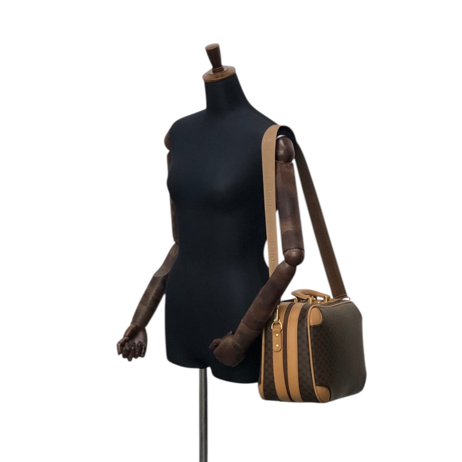 CELINE セリーヌ マカダム ハンドバッグ ブラウン PVCレザー ミニ