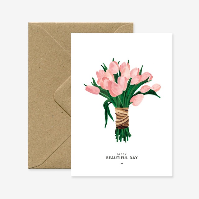 【グリーティングカード】Happy BEAUTIFUL DAY – TULIPS｜チューリップの花束