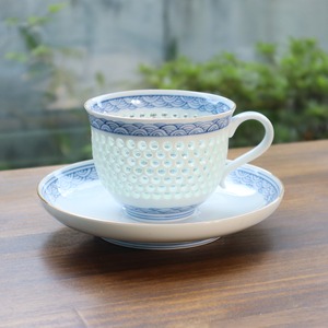 【送料無料】波佐見焼　水晶青海波コーヒーカップ（大）　3-095