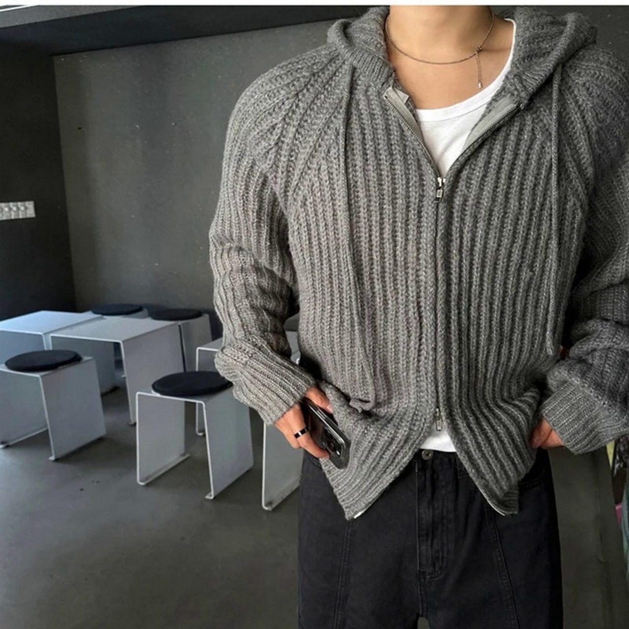 ルーズフィットニットパーカ　1253