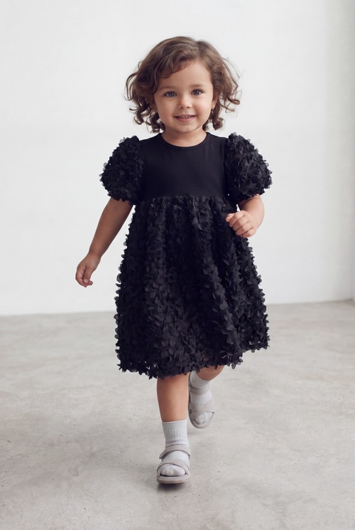 PETALE T-DRESS BLACK 6Y-8Y