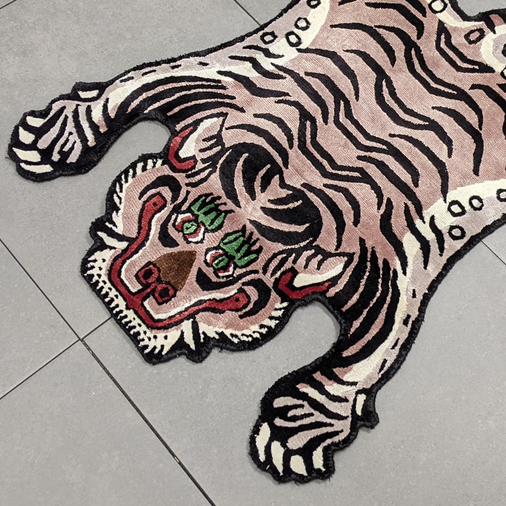 Tibetan Tiger Rug (Sサイズ シルク ココアブラウン 049) チベタン