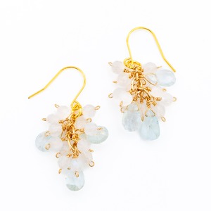 アクアマリン × レインボームーンストーンのピアス イヤリング