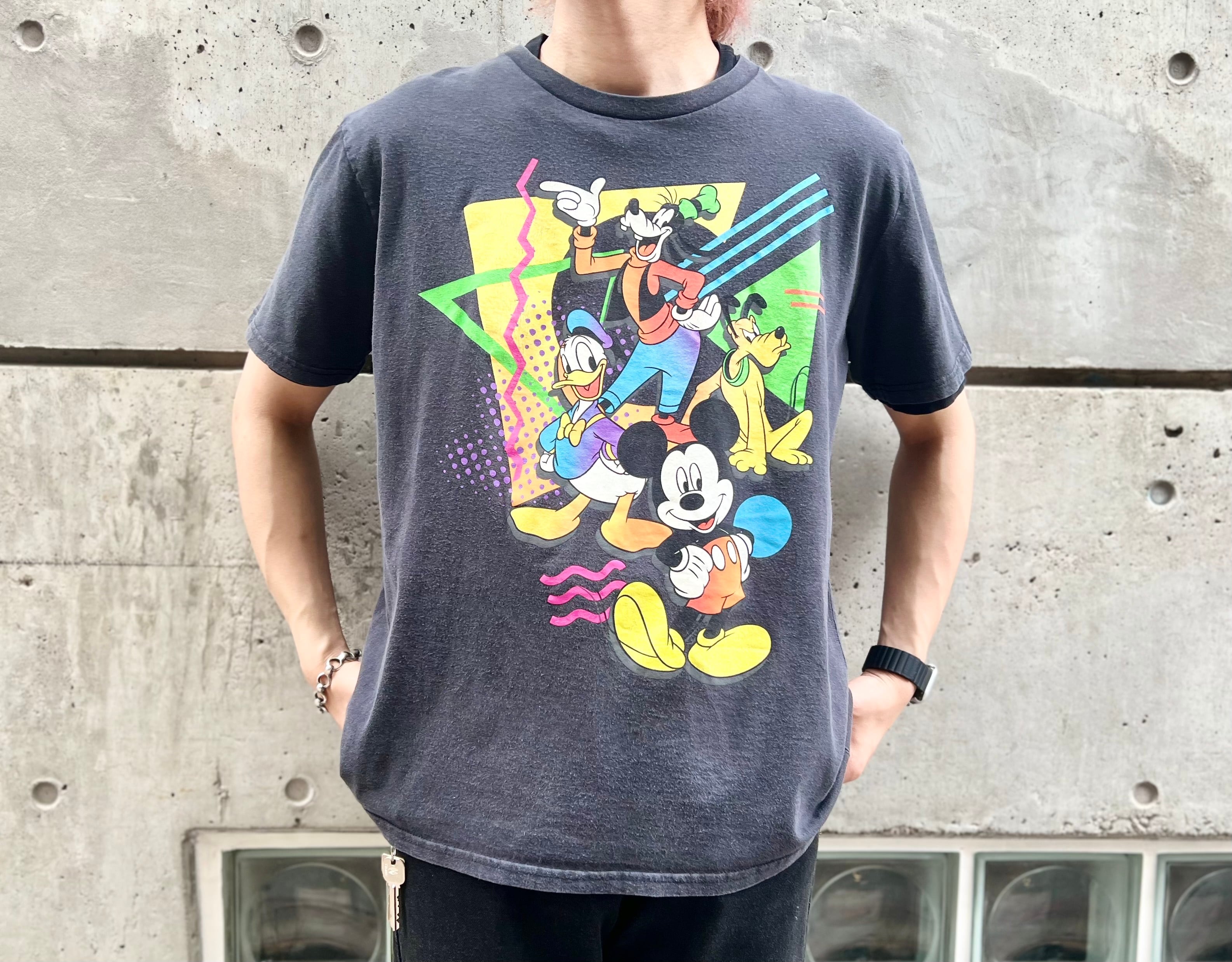 希少 90s Disney USA製 ミッキー プリント Tシャツ キャラT