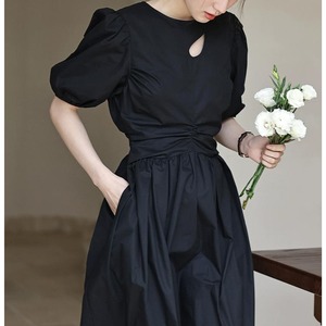 Slim Hepburn Style Black Dress