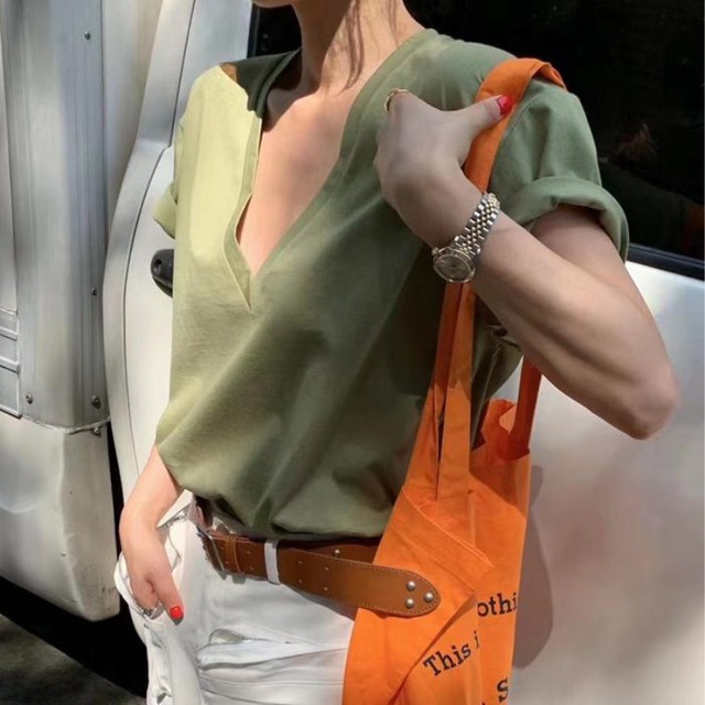 Deep Vneck loose tee 3 colors　V3012