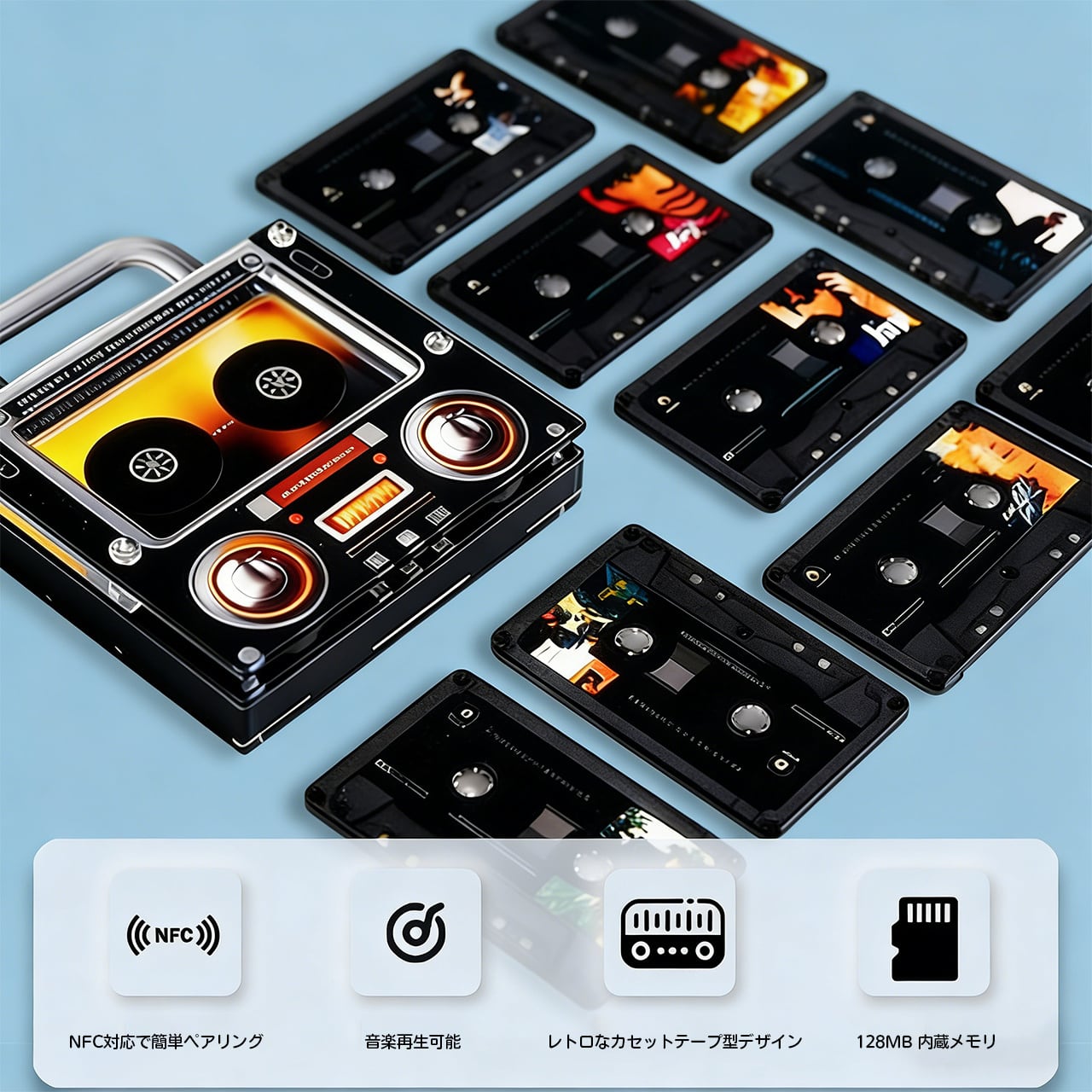 B399 NFCプレーヤー付きビニールレコード音楽冷蔵庫マグネット、128MB