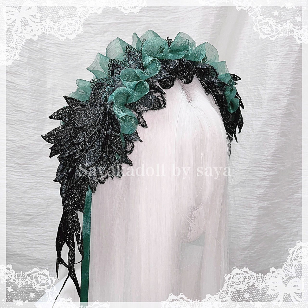 ♡ Gothic feather オーガンジーフリルリボンヘッドドレス red ♡