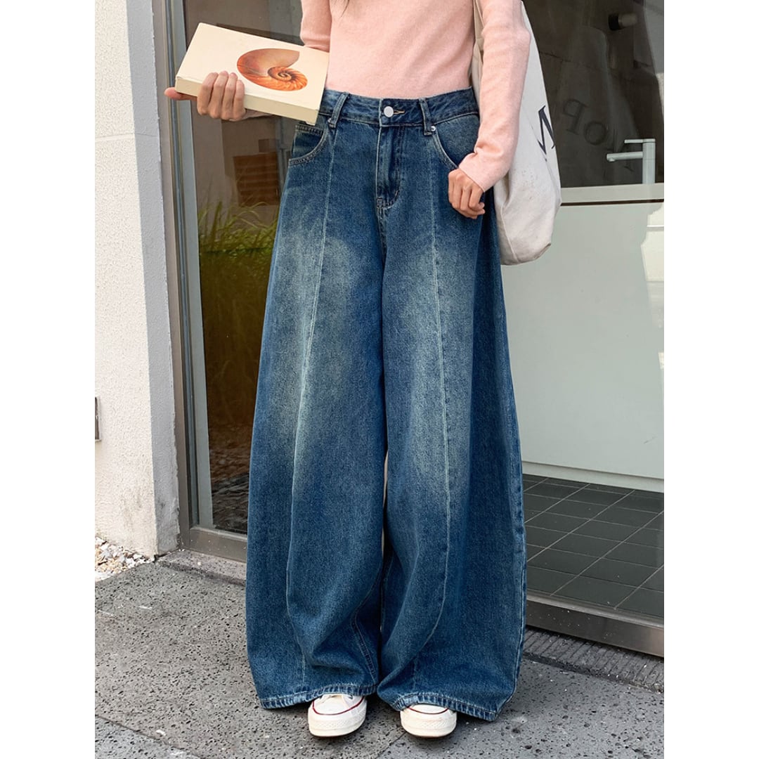 wide leg loose denim pants