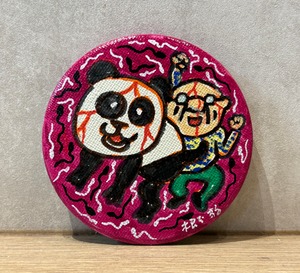 キャンバス生地の手描き1点ものバッチ#1